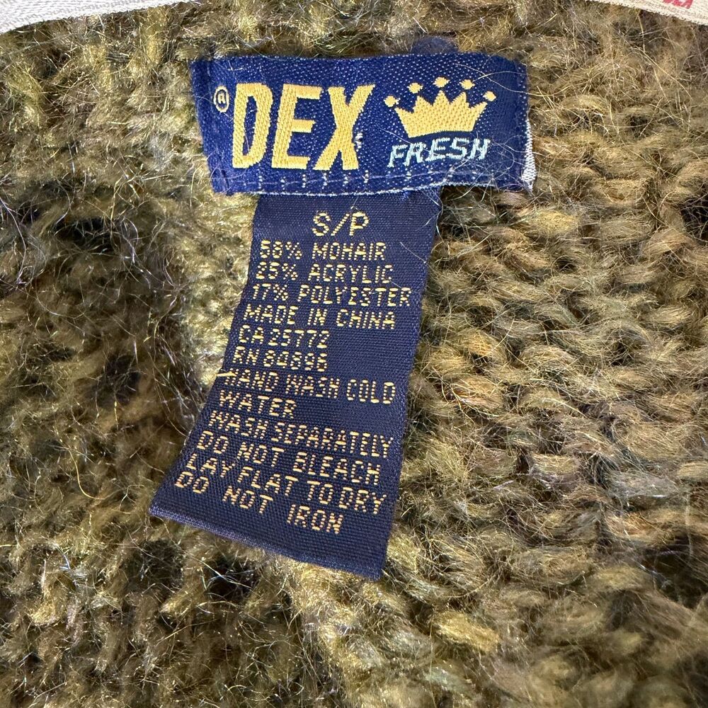 Dex Fresh Mohair Ruffle Cardigan Sweater Open Front Boho Green Marled S - Picture 6 of 6